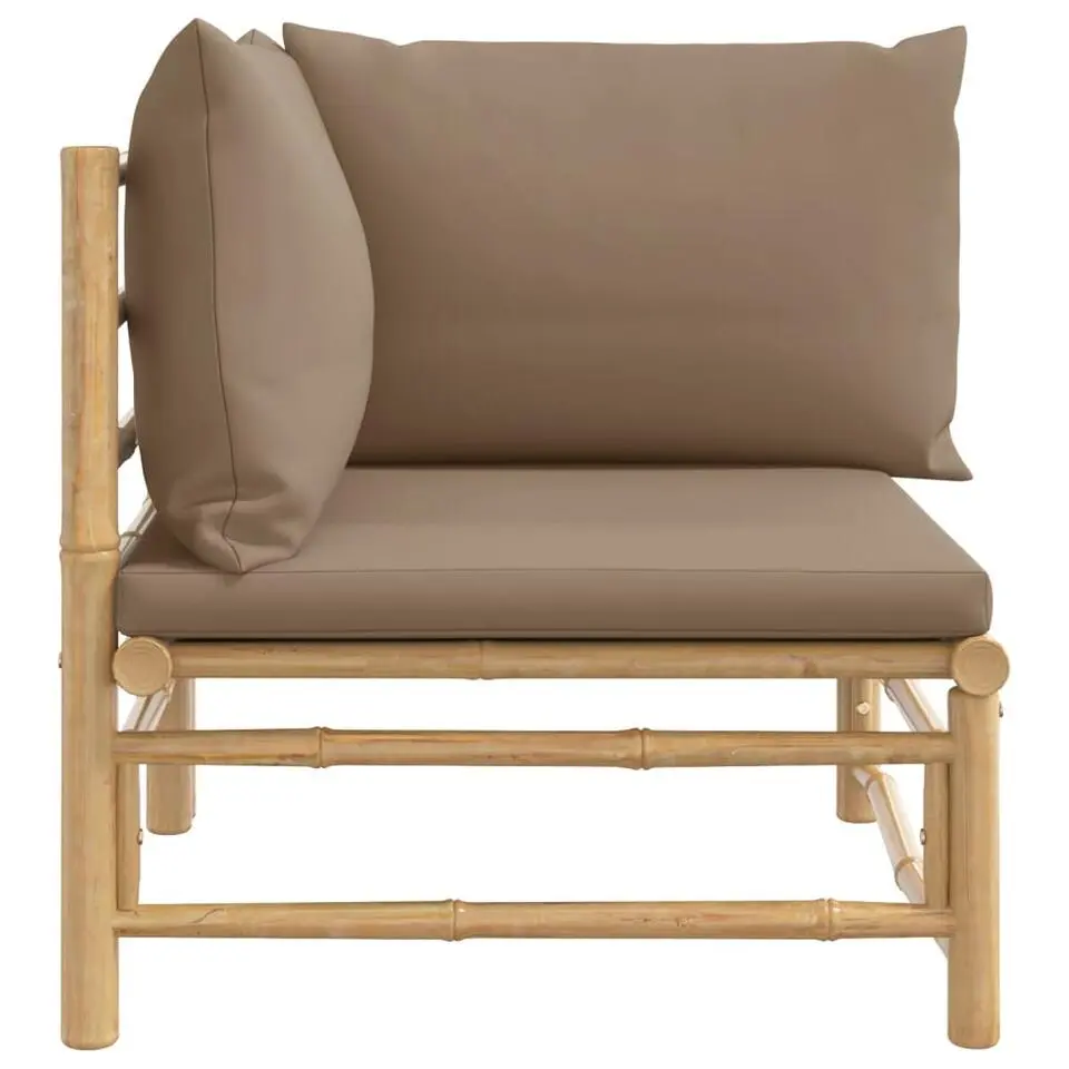 vidaXL - Tuinhoekbank - Taupe - Bamboe - Met kussens