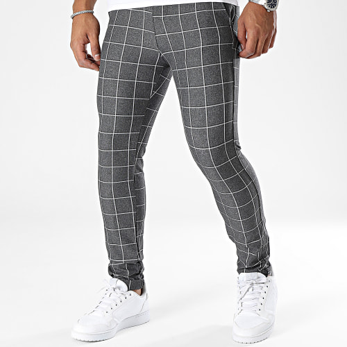 Pantalon A Carreaux Gris Anthracite