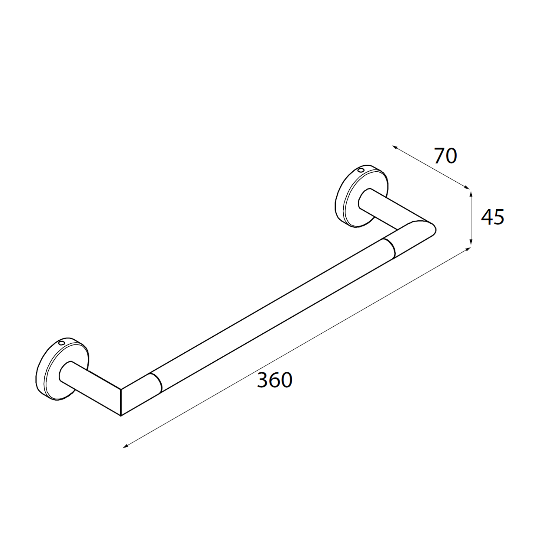 Muebles Line handdoekhouder 36cm mat zwart