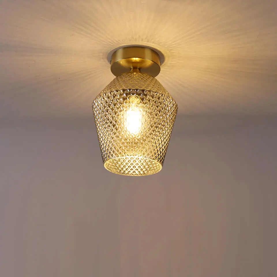 Qazqa plafondlampen karce goudkleurig e27