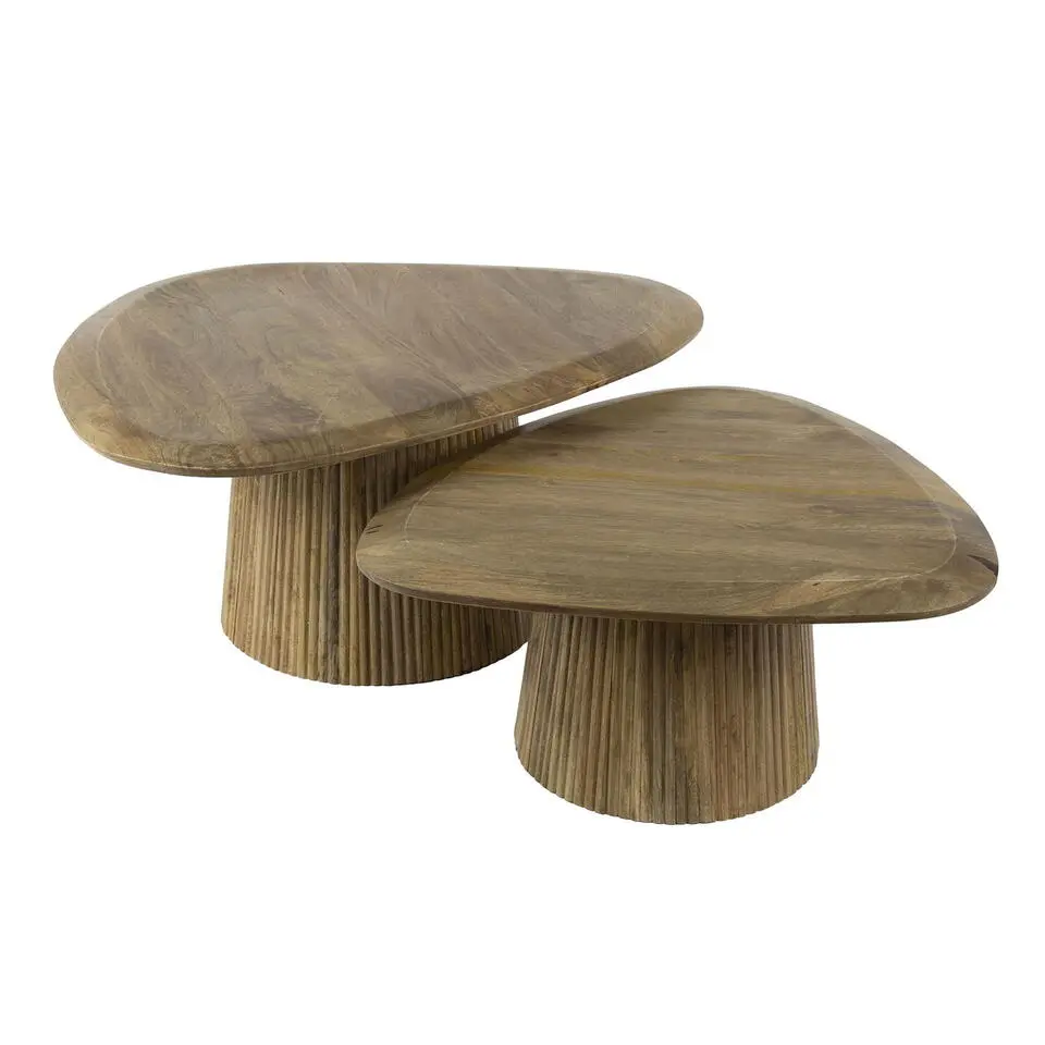 Salontafel Naturel Mangohout - Set van 2 - 93x72x43cm - Wave
