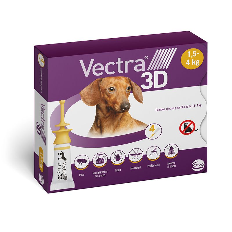 Vectra 3D Solution Spot-on pour les chiens de 1,5 à 4 kg