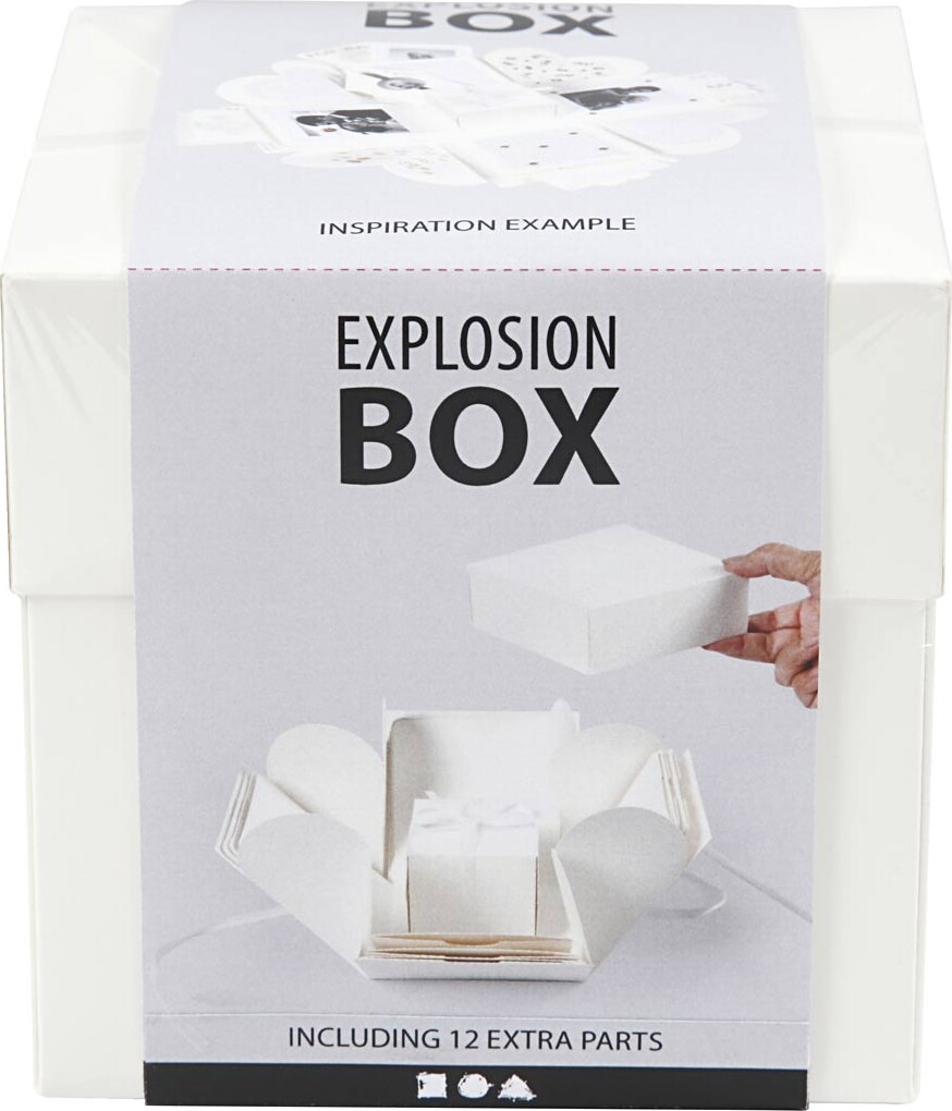 Explosion Box - Str. 7X7X7,5+12X12X12 CM - Råhvid - 1 Stk