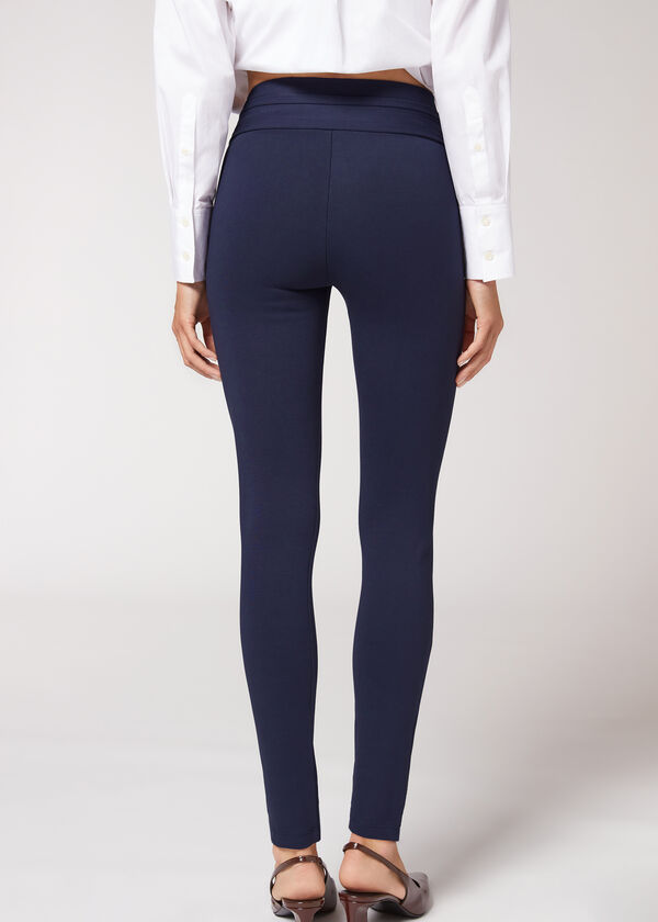 Calça legging modeladora skinny com botões