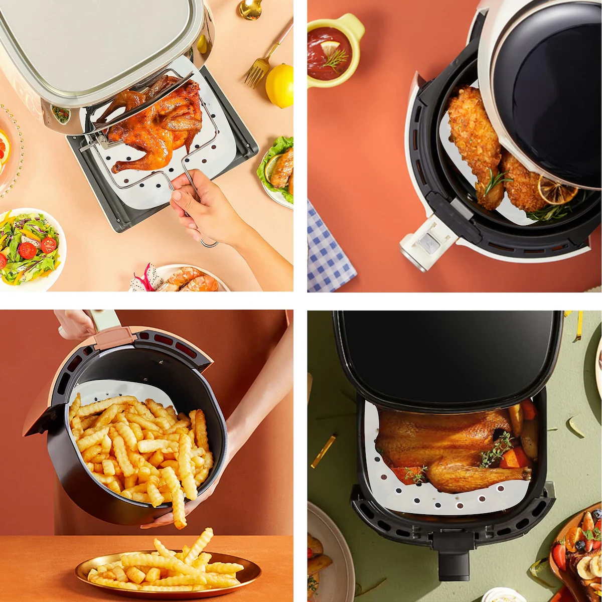Air Fryer engangs, papirfôr non-stick 200-pak Hvit 20.5 cm
