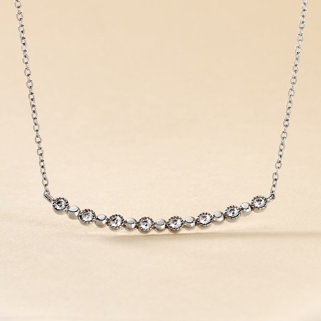 Collier Tammie Argent Blanc Oxyde De Zirconium