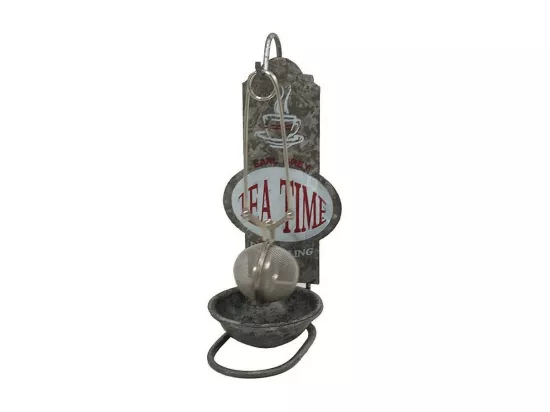 Présentoir infuseur boule à thé décoration métal gris 20cm