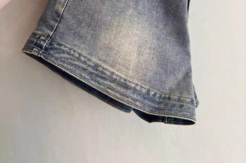 Eiffekee - Hoge taille gewassen denim hotpants
