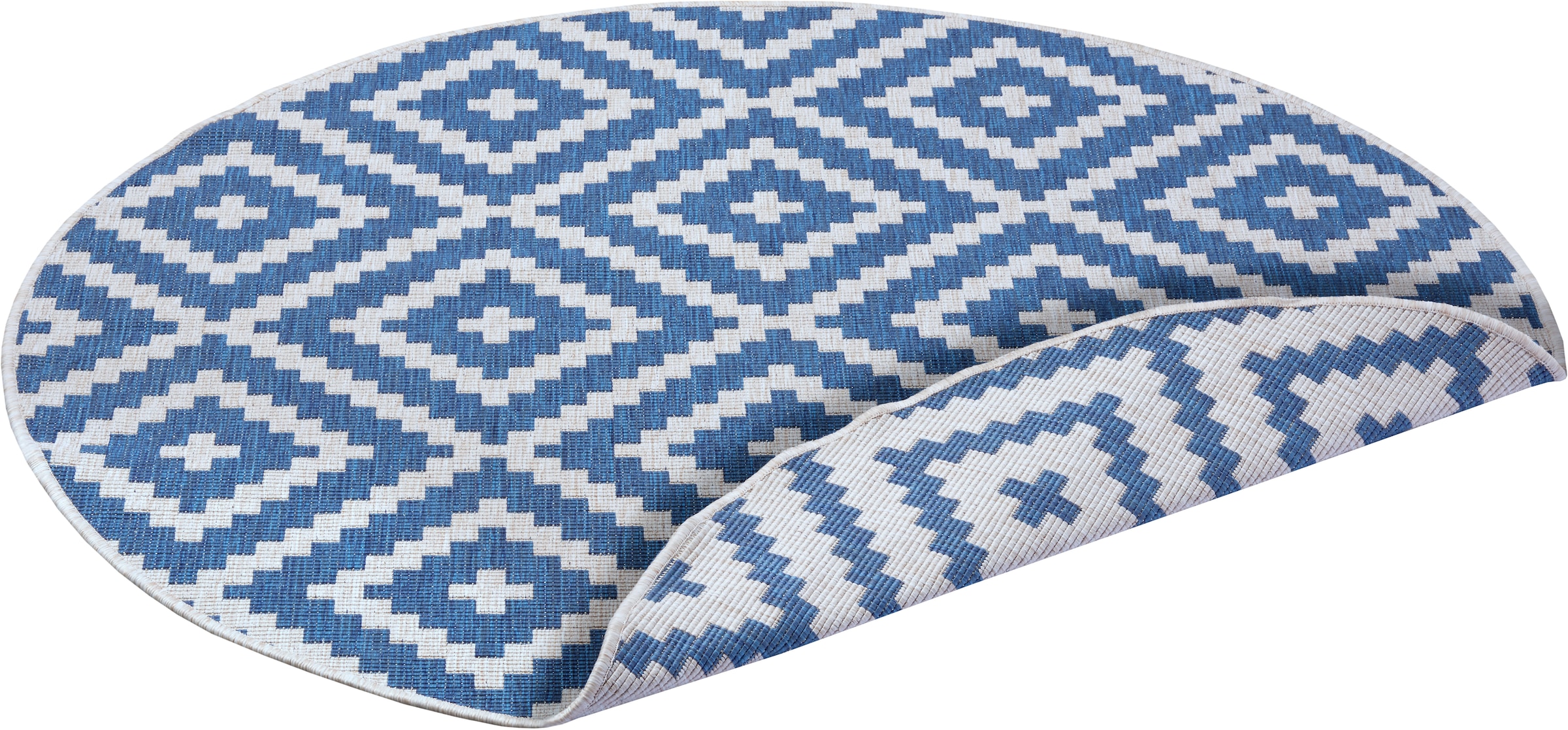 my home Teppich »Ronda Wendeteppich« rund 5 mm Höhe Sisal-Optik, Flachgewebe, In-  und Outdoor, geometrisches Boho Design