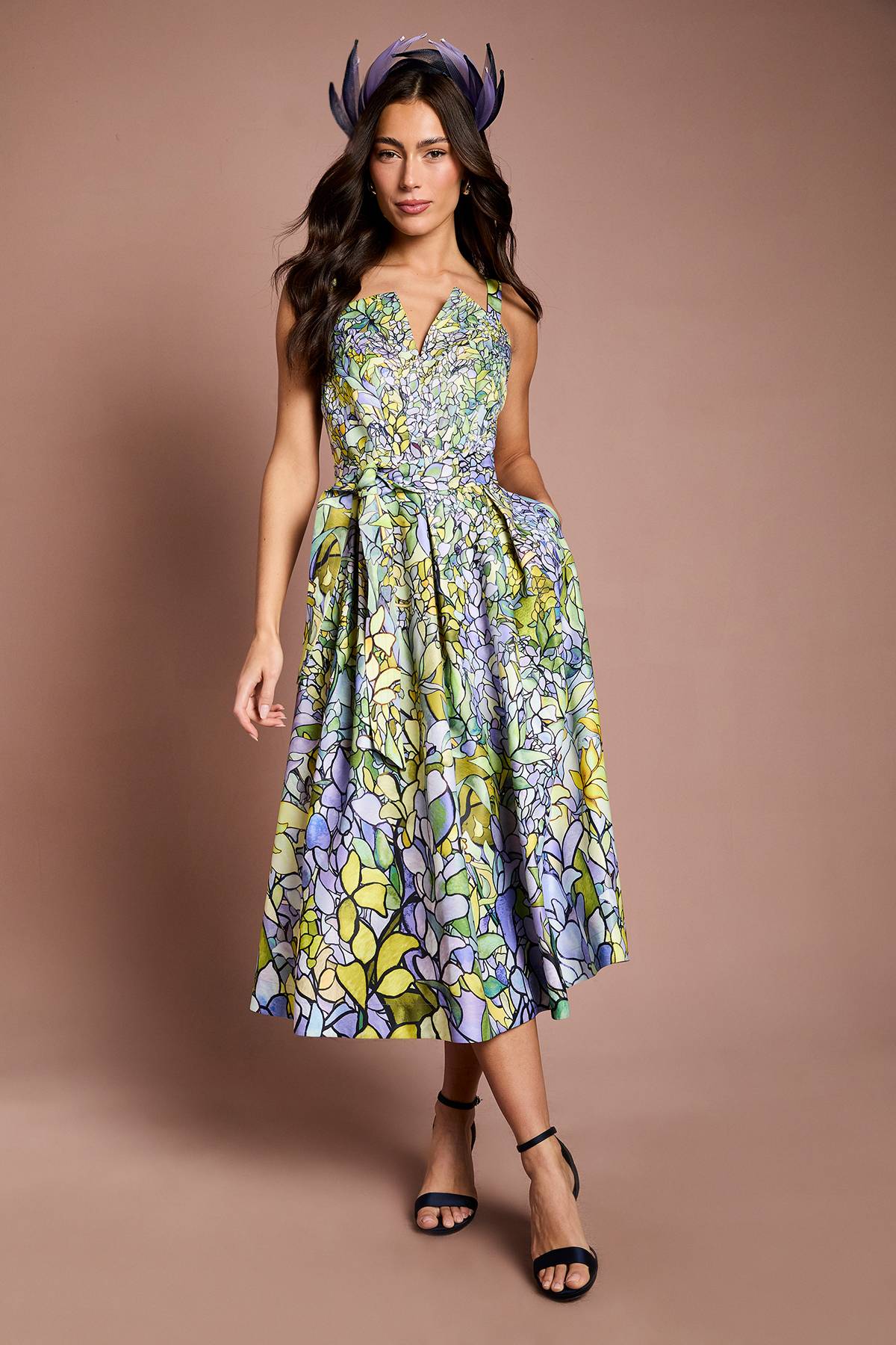 Coast Robe Midi Lisa À Jupe Ample Et Imprimé Floral Beige