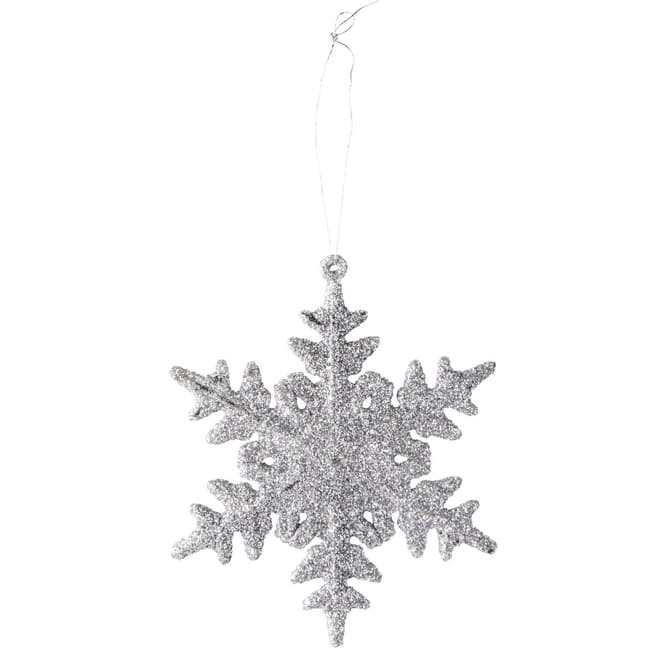 Baumhänger Schneeflocke silber - bruchsicher - 9,5 cm - 6 Stück