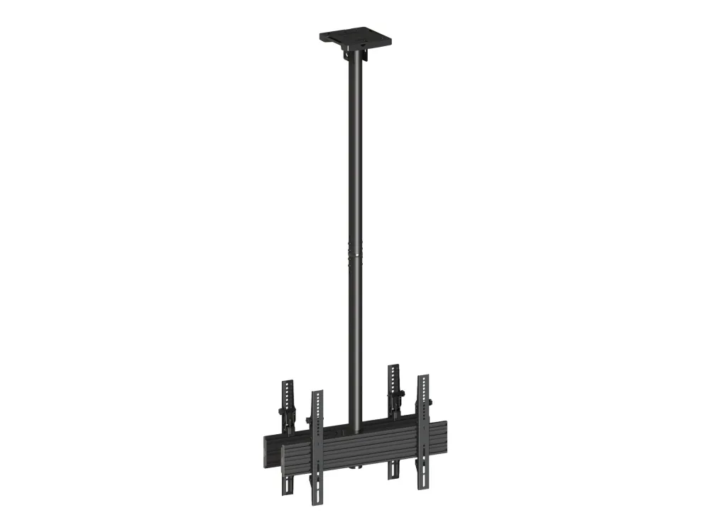 Multibrackets M Ceiling Mount Pro MBC1UX2 - Monteringssæt (loftsplade, loftspladeafdækning, 4 vippearme, 2 pæleklemmer, 2 skinner, 2 forlængerrør (80 cm)) - for 2 LCD displays - aluminium, stål - sort - skærmstørrelse: 40