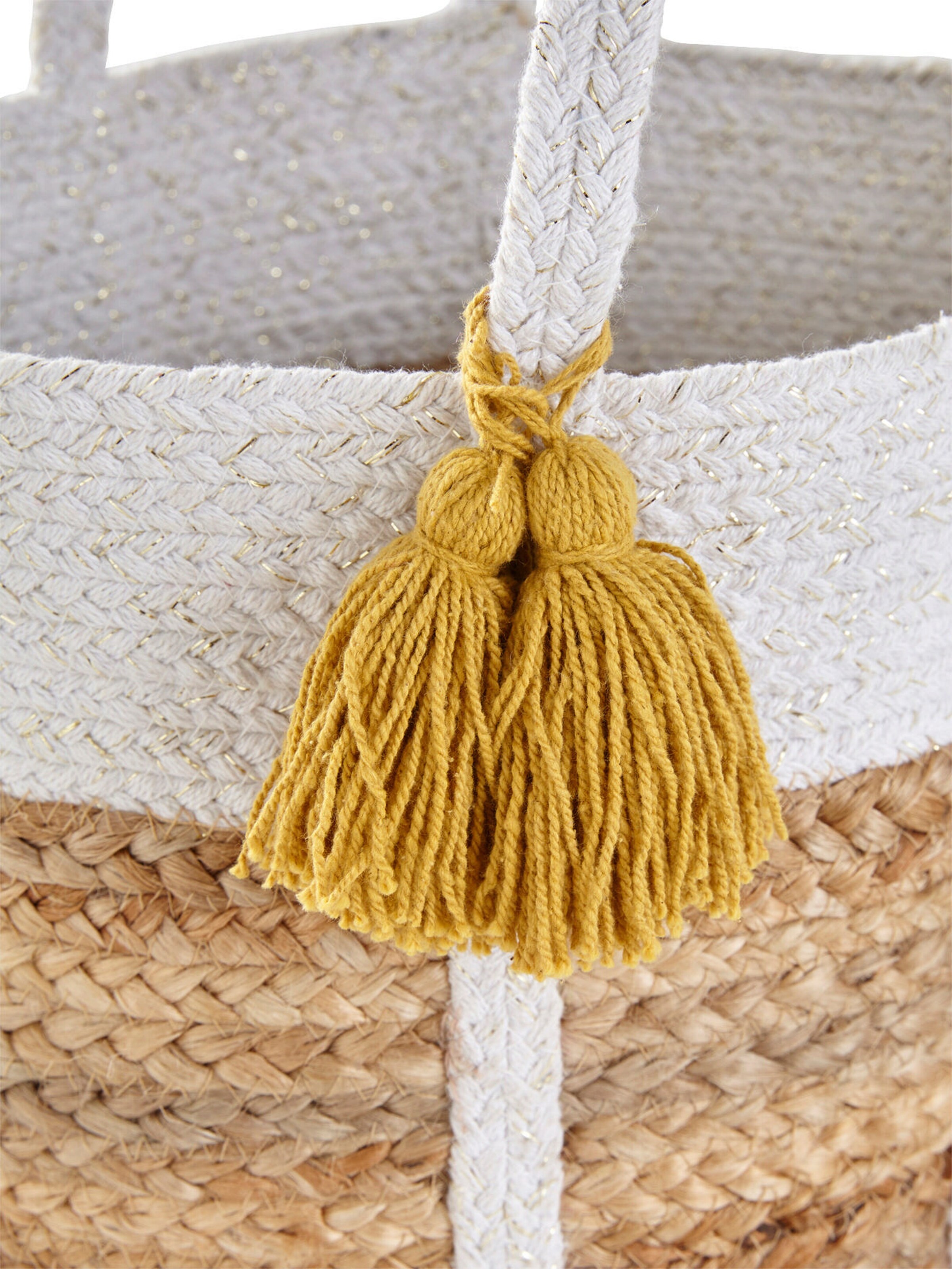 Vertbaudet Kinderzimmer Aufbewahrungskorb MARGUERITE, Jute/Baumwolle natur/weiß