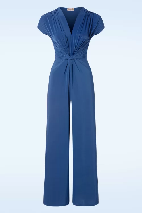 Vintage Chic for Topvintage Meadow knot jumpsuit in korenbloem blauw