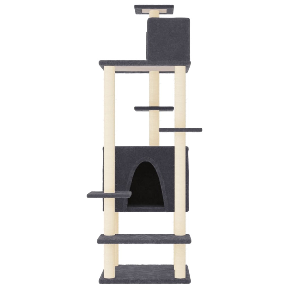 Arbre à chat avec griffoirs en sisal gris foncé 154 cm
