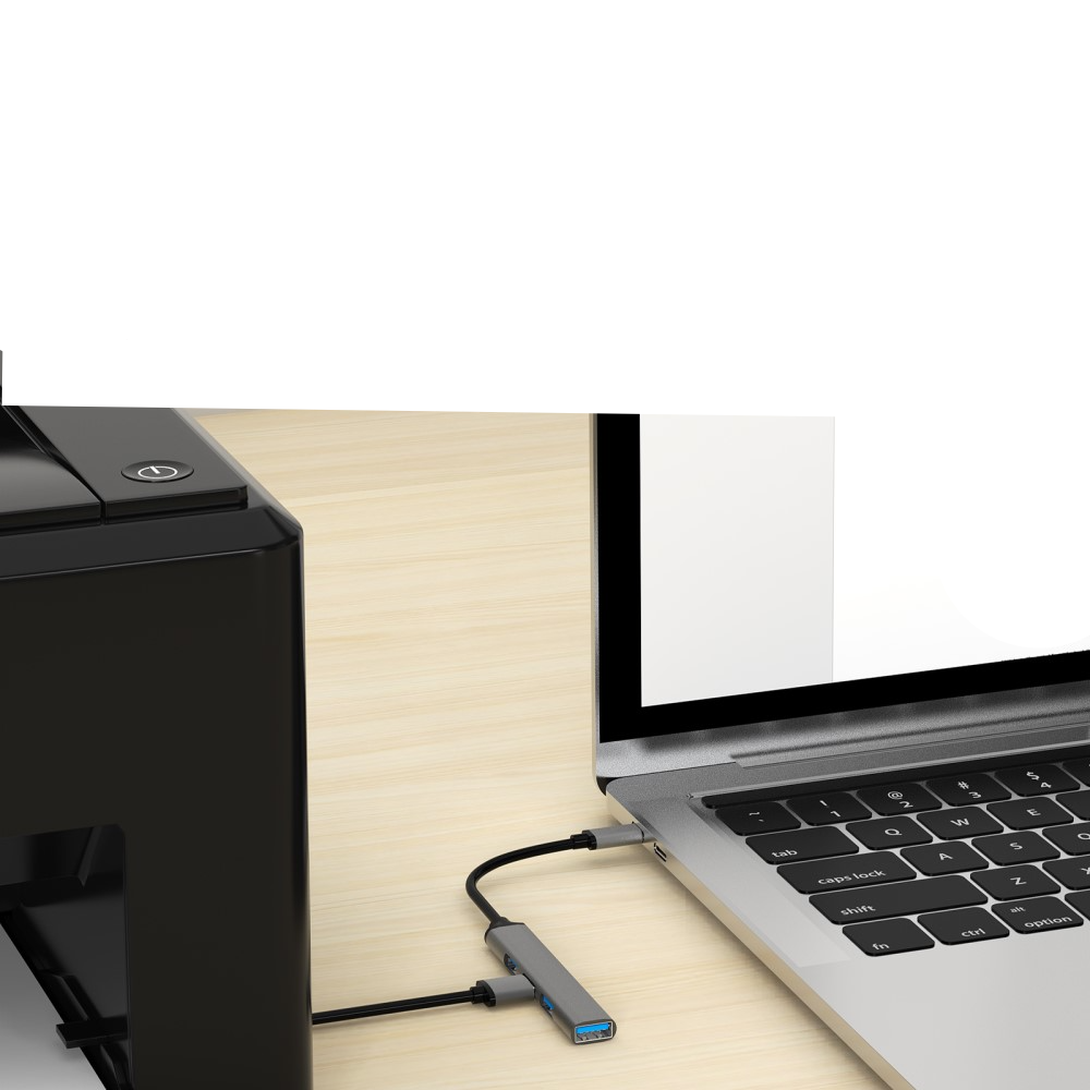 USB C Multiport Adapter Slim Design mit USB 3.0 / 3 x USB 2.0 - Grau