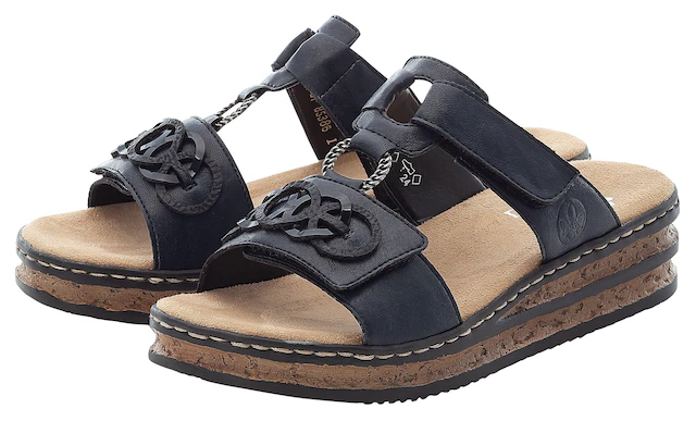 Rieker Pantolette  , Plateau, Sommerschuh, Schlappen mit Schmuckelementen