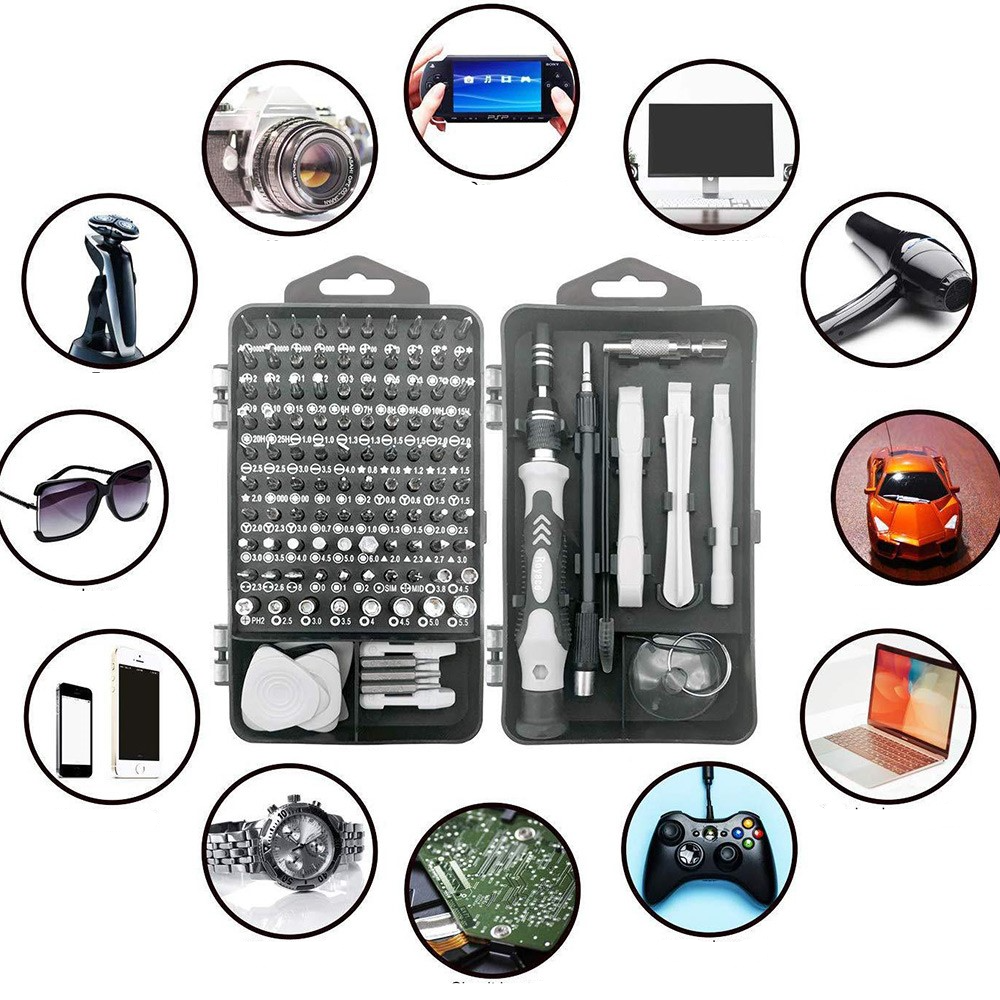 122in1 Profi Universal Werkzeug Set Handy Reparatur Schraubendreher / Öffnungswerkzeug   Aufbewahrungsbox - Schwarz