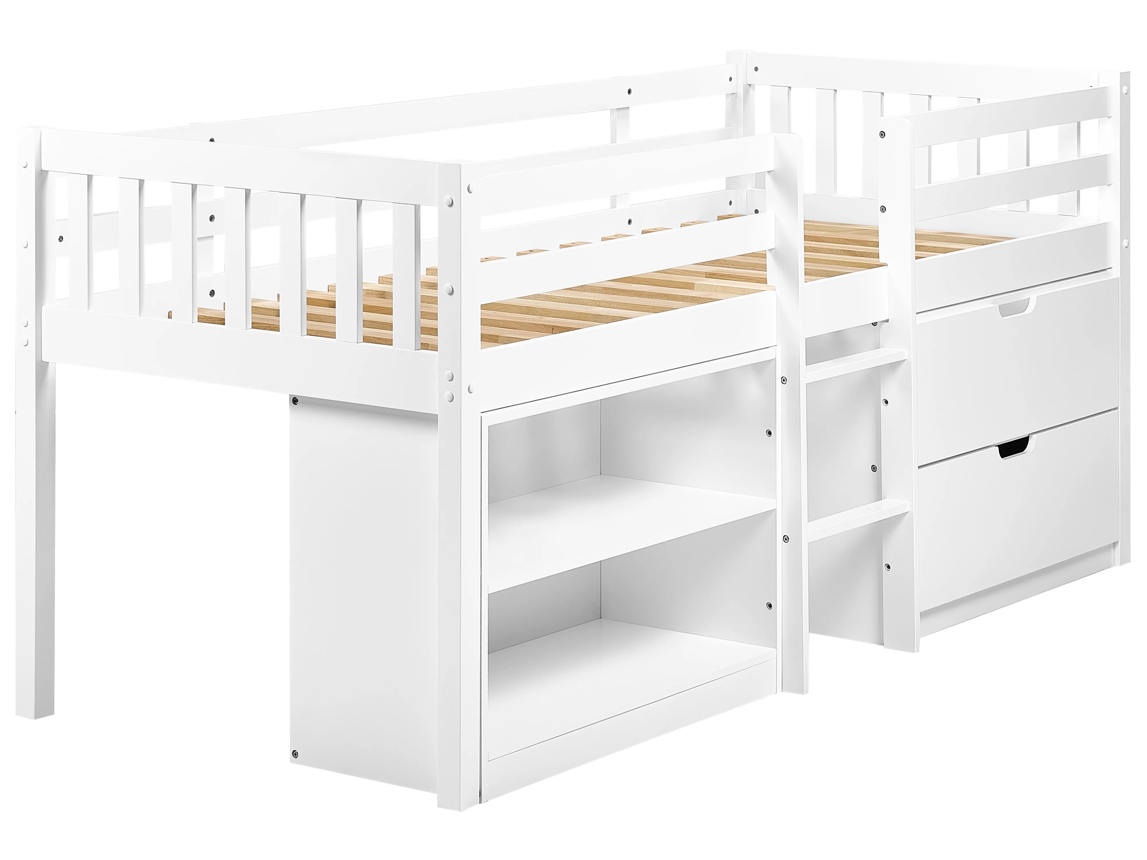 Verhoogd bed Hout SUSVILLE 90 x 200 cm Wit