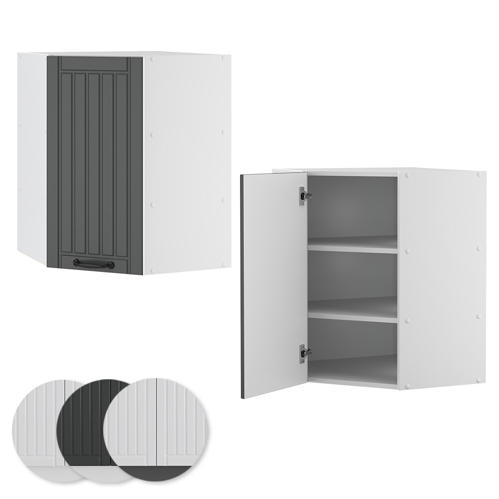 Vicco Eckhängeschrank Küchenschrank Küchenmöbel Fame-Line Landhaus Weiß Anthrazit 57 cm modern