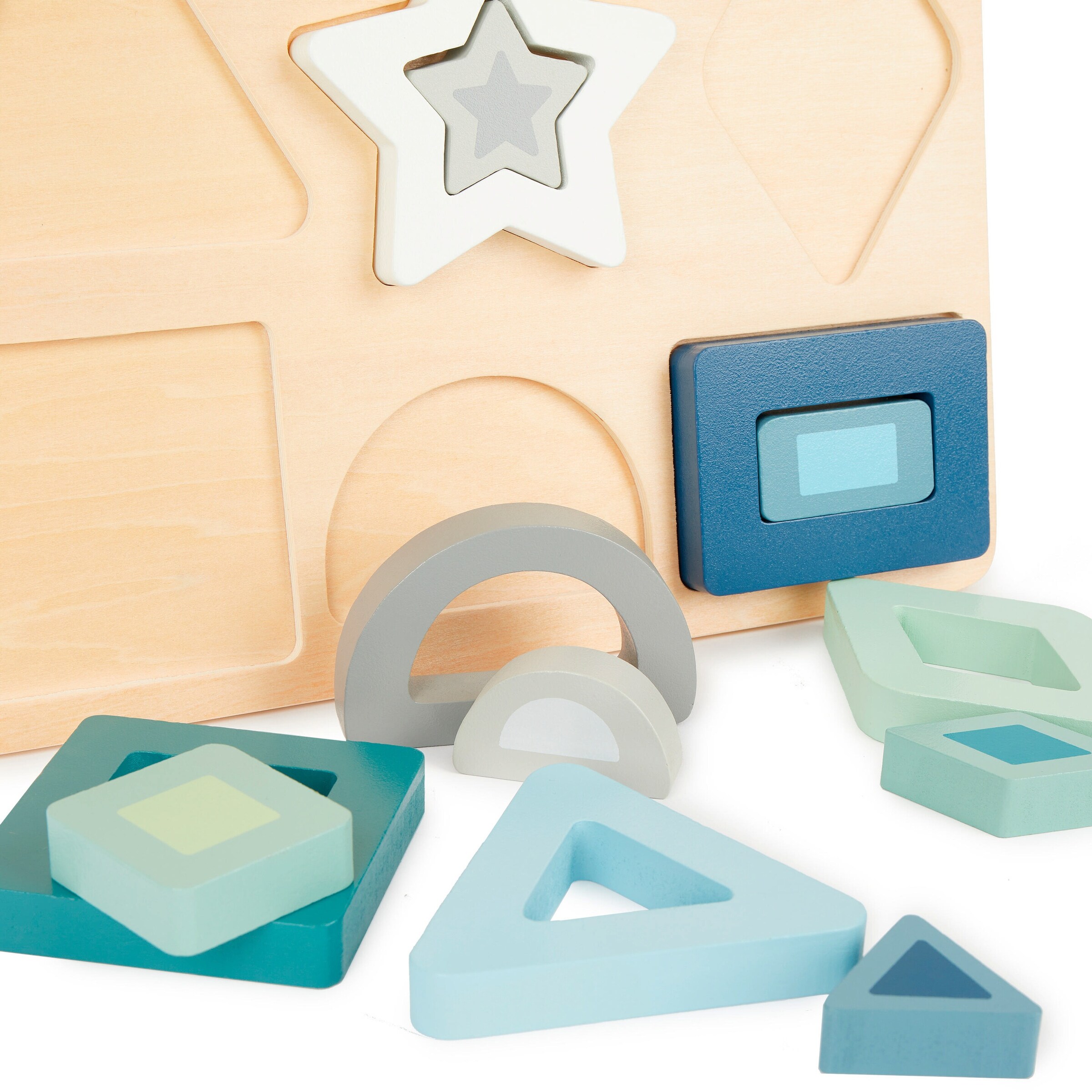 Bieco Geometrisches Puzzle aus Holz - ab 12 Monate Blau