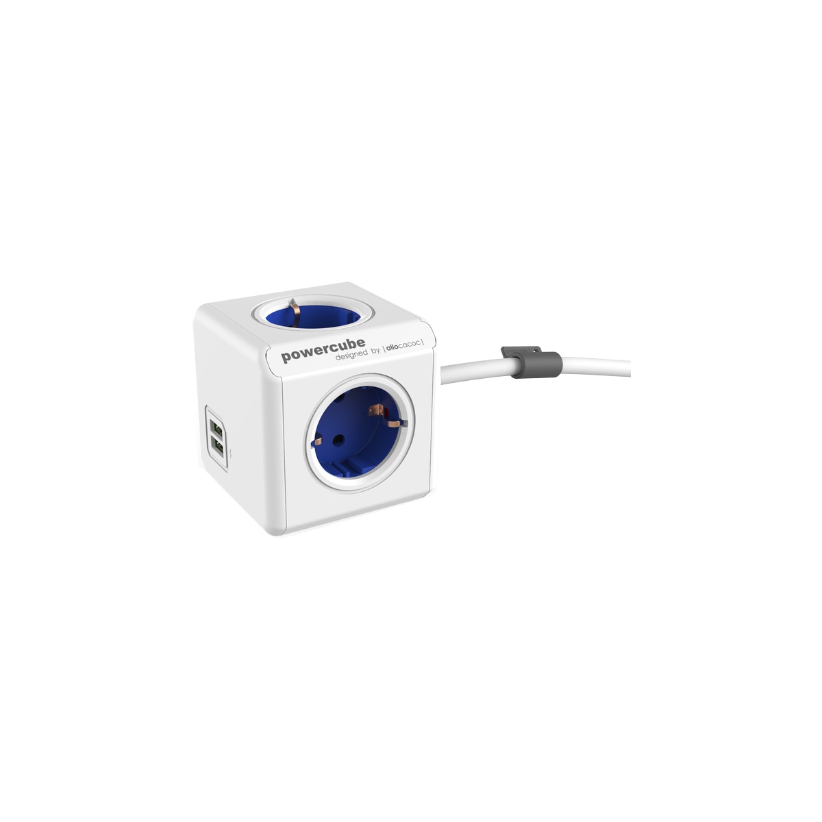 PowerCube Extended stikkontakt med USB-porter 1402BLDEEUPC  (blå)