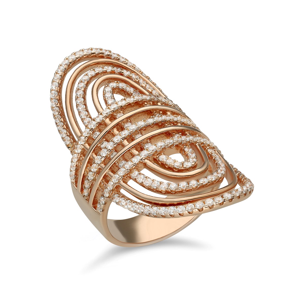 Bague Argent Ellipse Moderne Rose