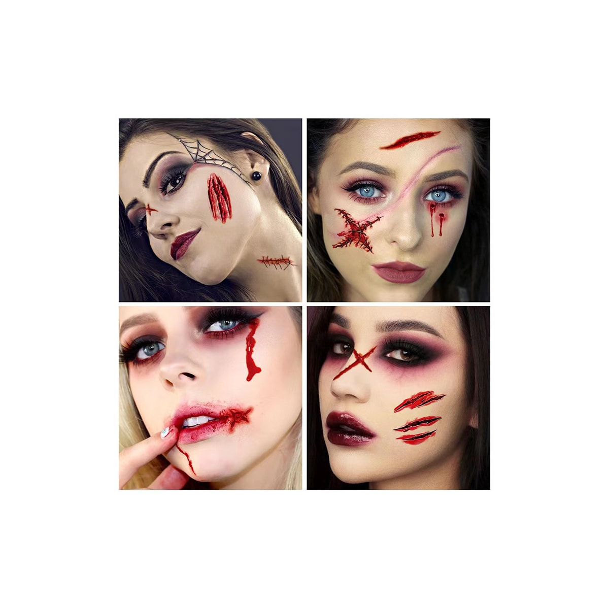 Midlertidige halloween-tatoveringer, 10 ark Flerfarget