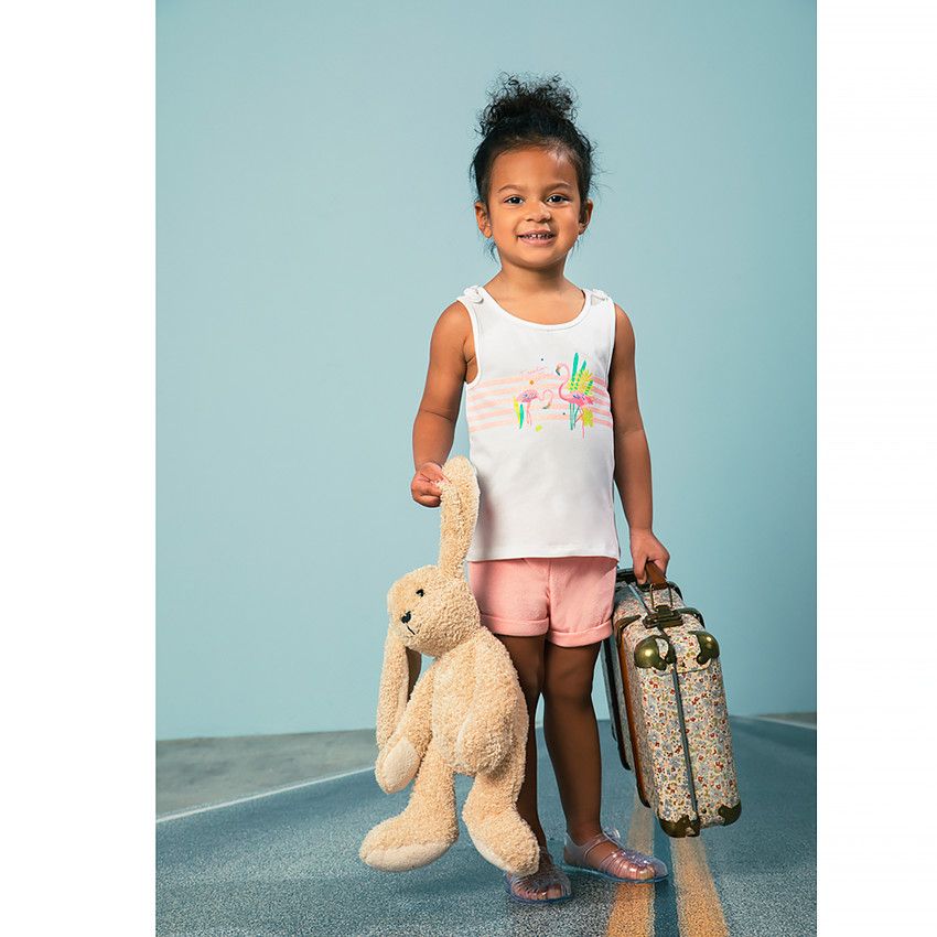 Short éponge uni pour bébé fille - Rose