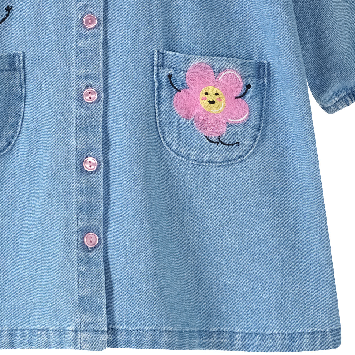 Topolino Mädchen Jeanskleid mit Stickereien hellblau