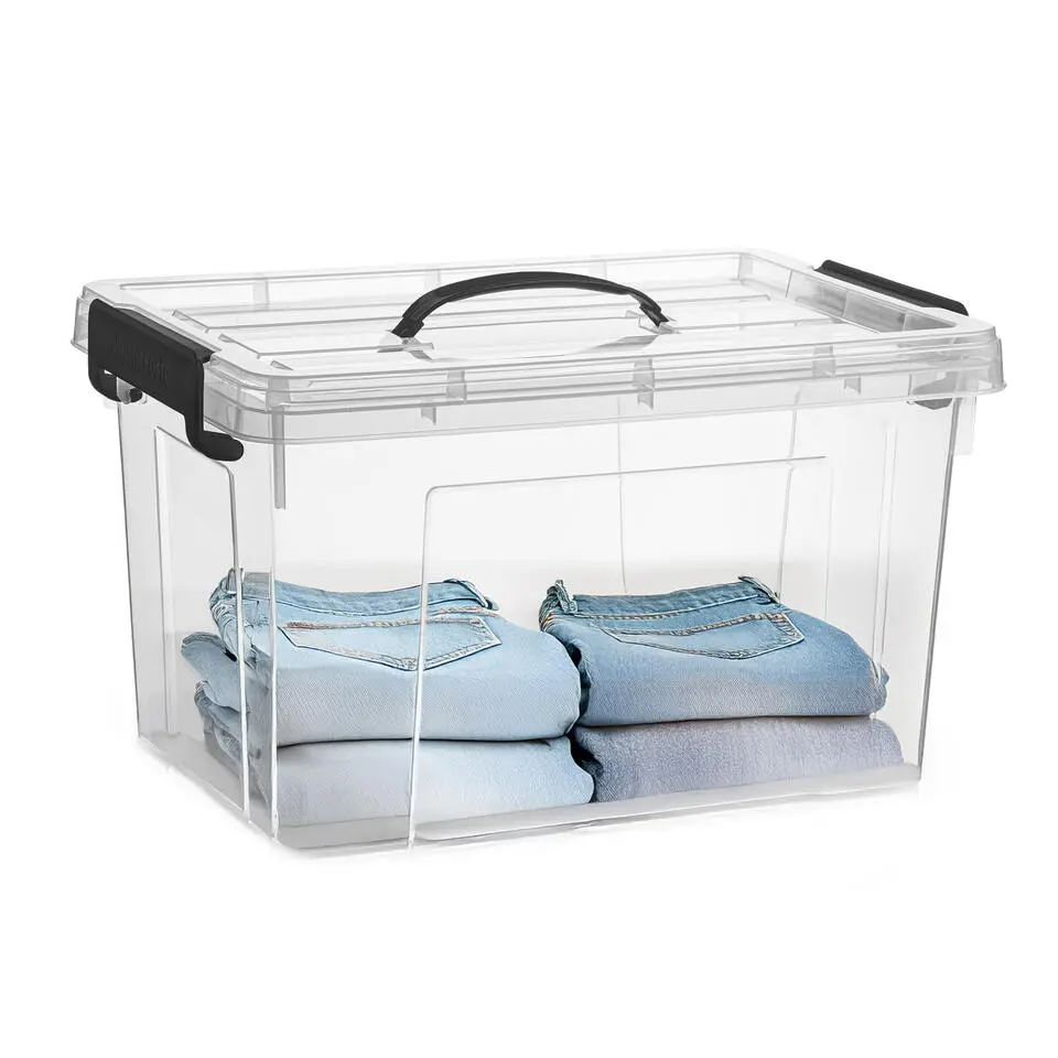 Plasticforte Opbergbox met deksel - grijs - 18.5L - kunststof