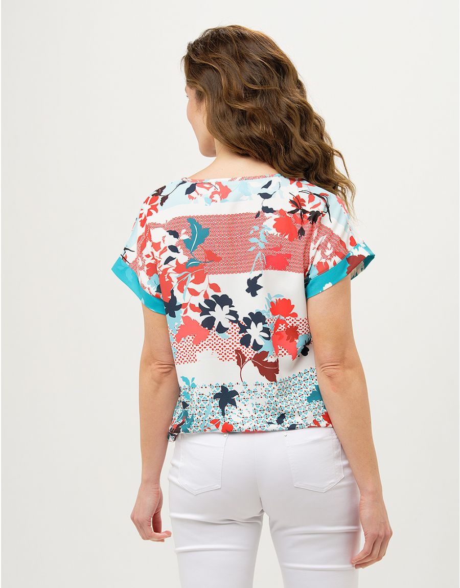 Blouse col V fleurie