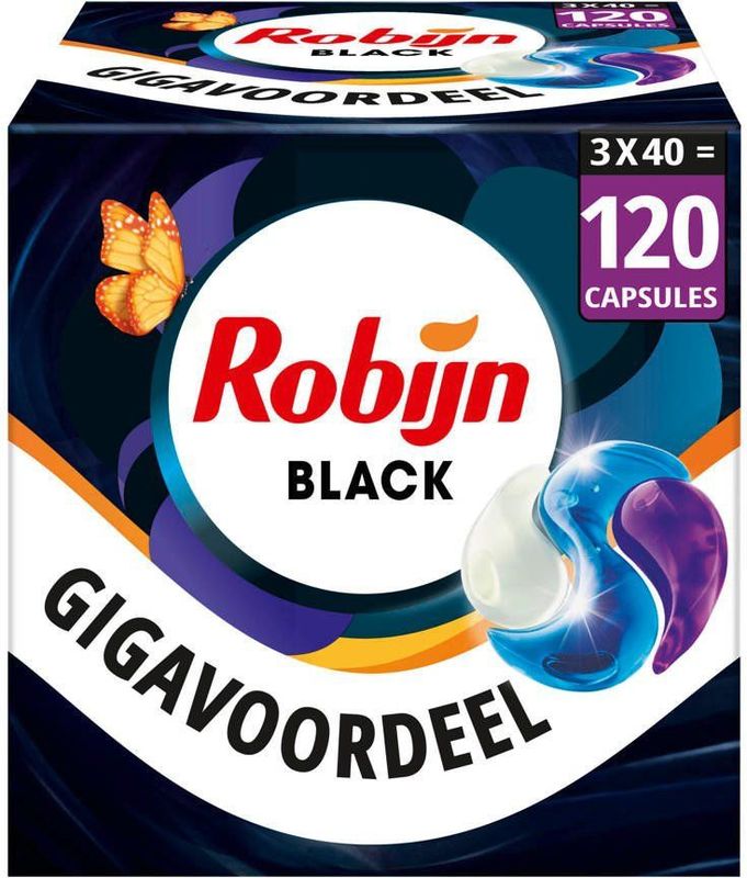 Robijn - Black Velvet - 3-in-1 Wascapsules - Zwart - 20 Stuks