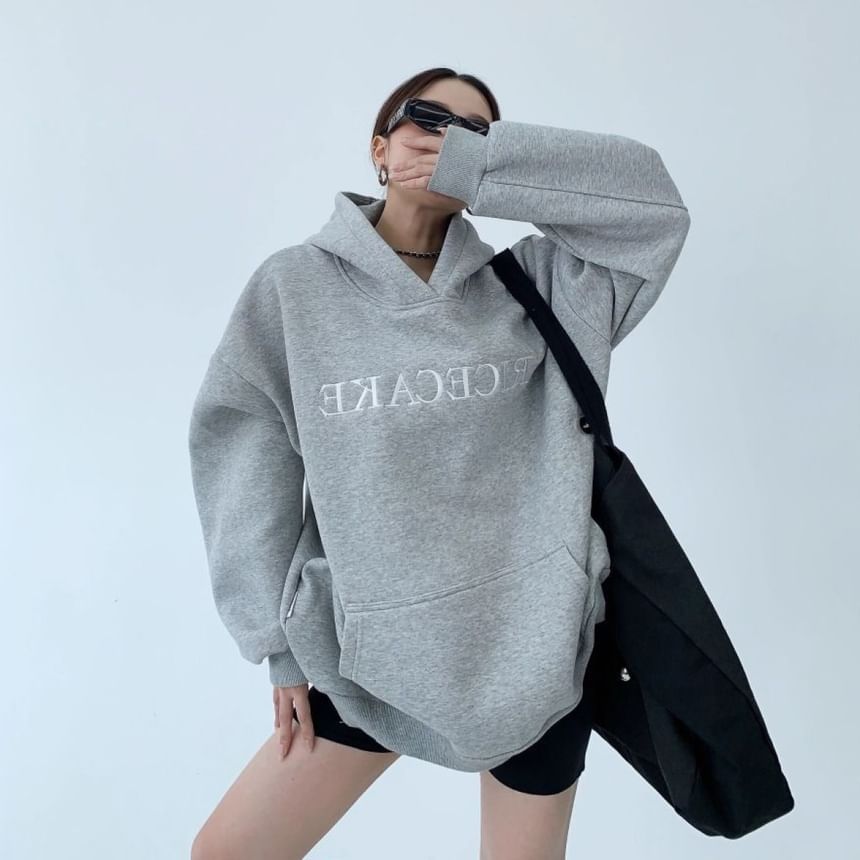 Cafamo - Fleecegevoerde hoodie met bloemenborduursel