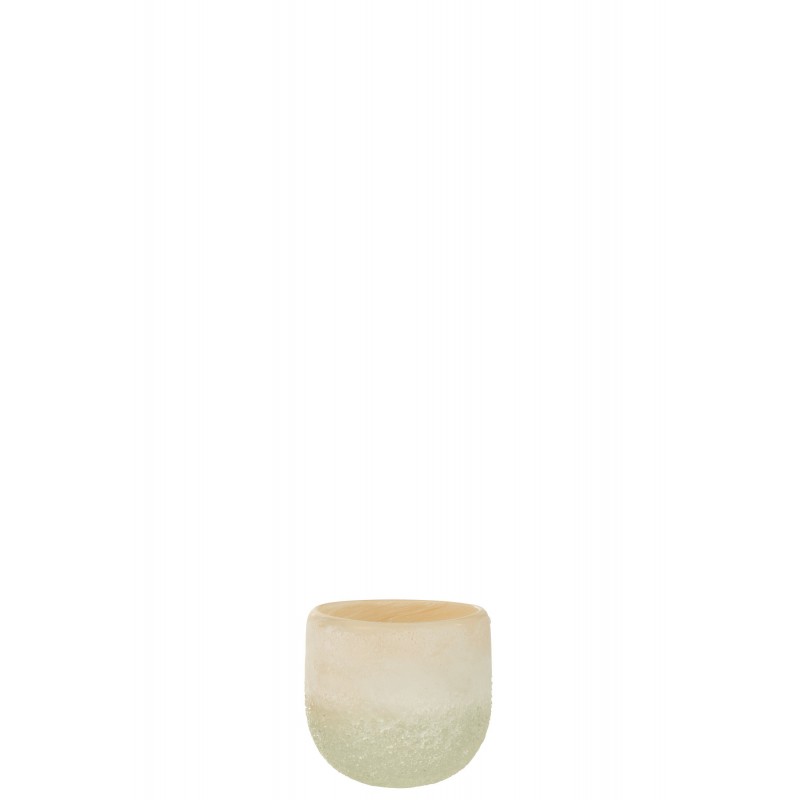 Photophore en verre beige 10.5x10.5x9.5 cm