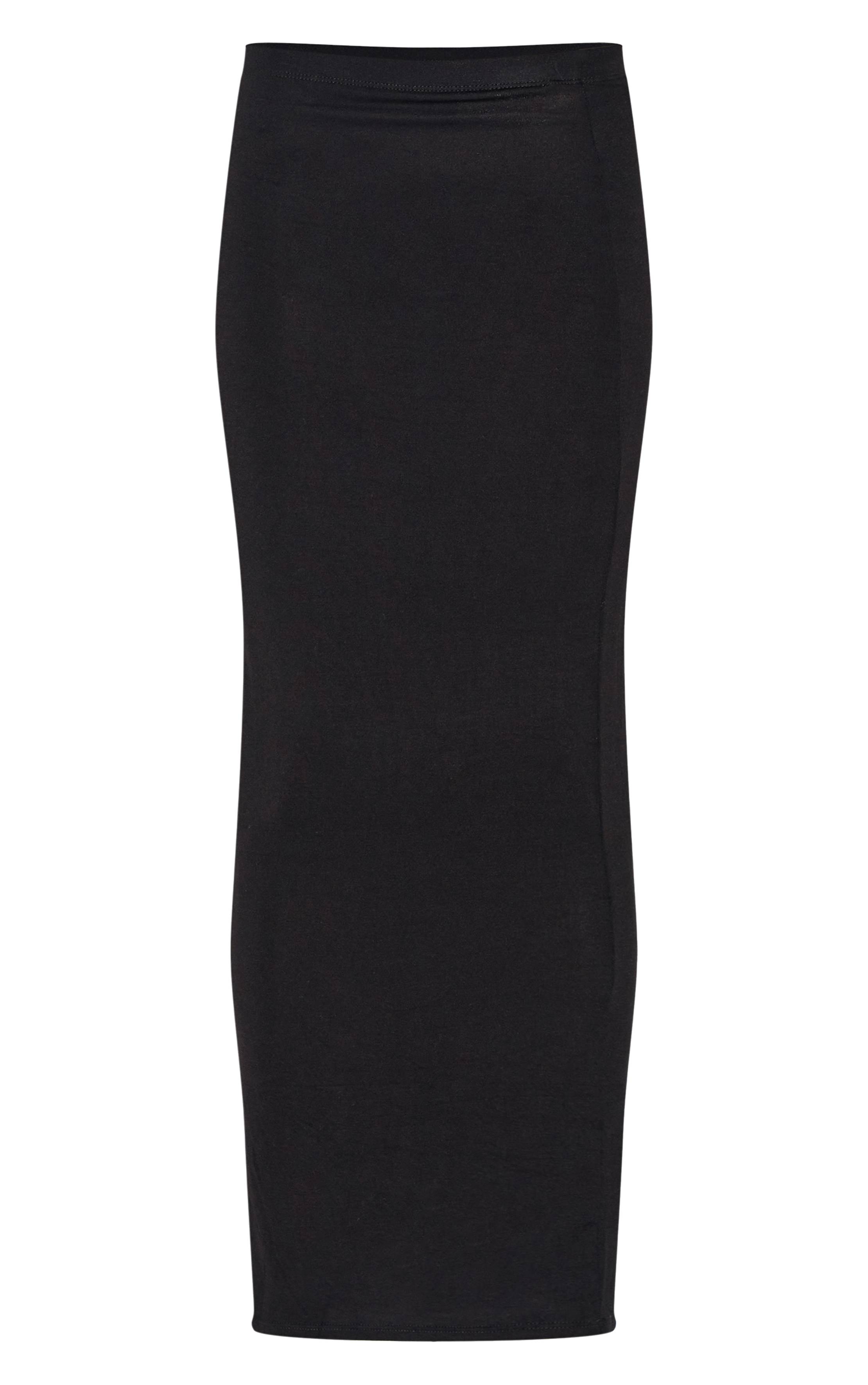 Noir Jupe Longue Taille Basse En Jersey