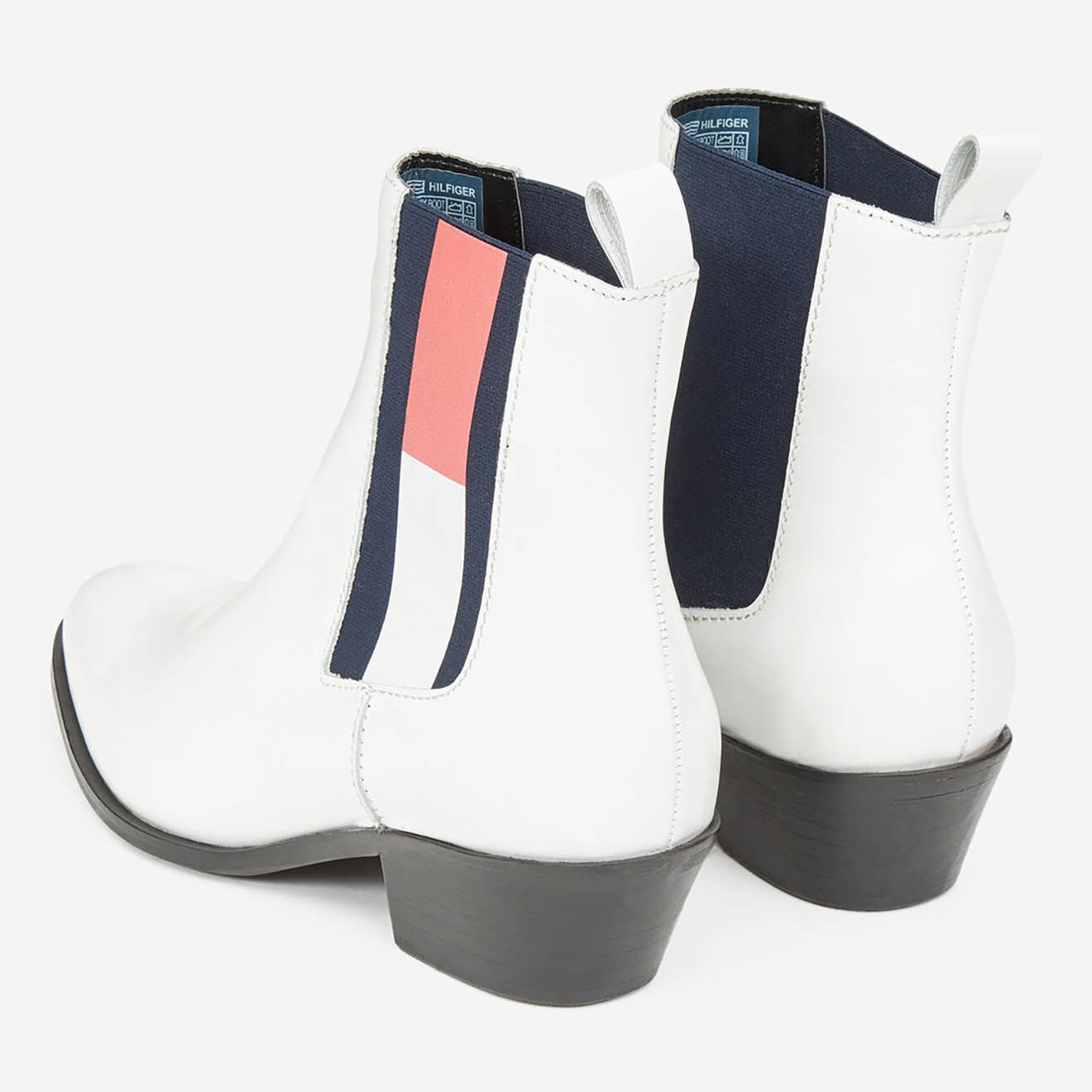 Tommy Hilfiger Santiags en Cuir Elastique Coporate blanches