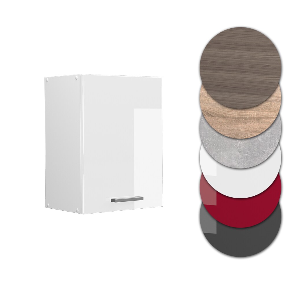 Vicco Hängeschrank Küchenschrank Küchenzeile R-Line 45 cm Weiß Tür Fächer Hochglanz