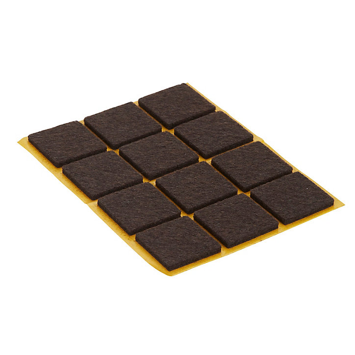 Patin en feutre auto-adhésifs Diall 24 x 24 mm x 12, marron