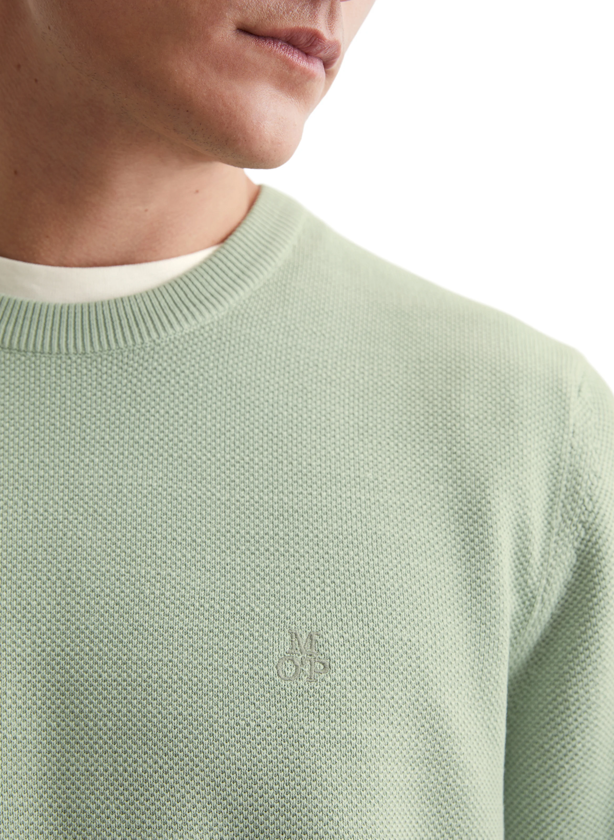 Pull col rond droit en en coton biologique | Vert