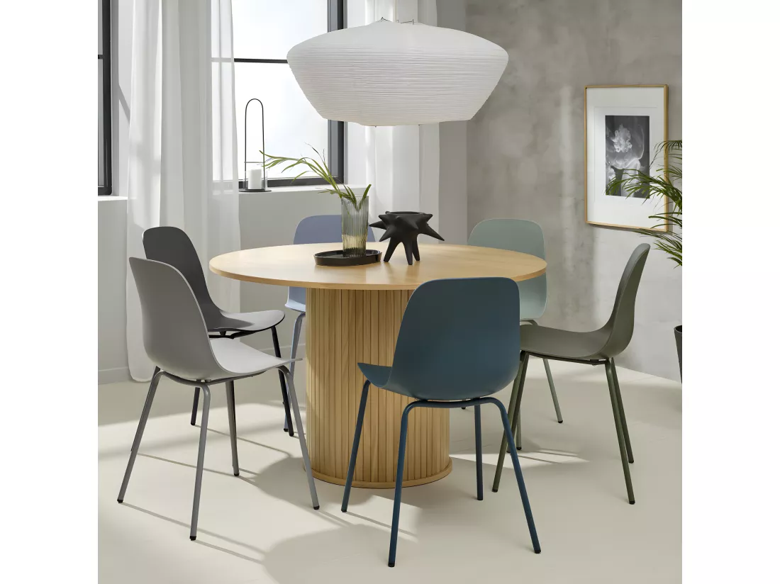Hel - Lot de 4 chaises en plastique et métal - Gris