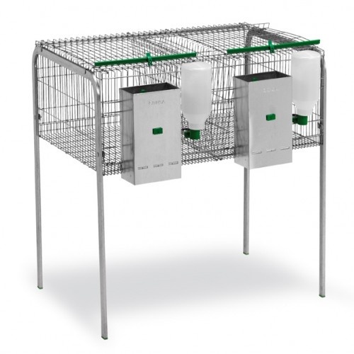 Gaiola segura com 2 compartimentos para coelhos, cor prata.