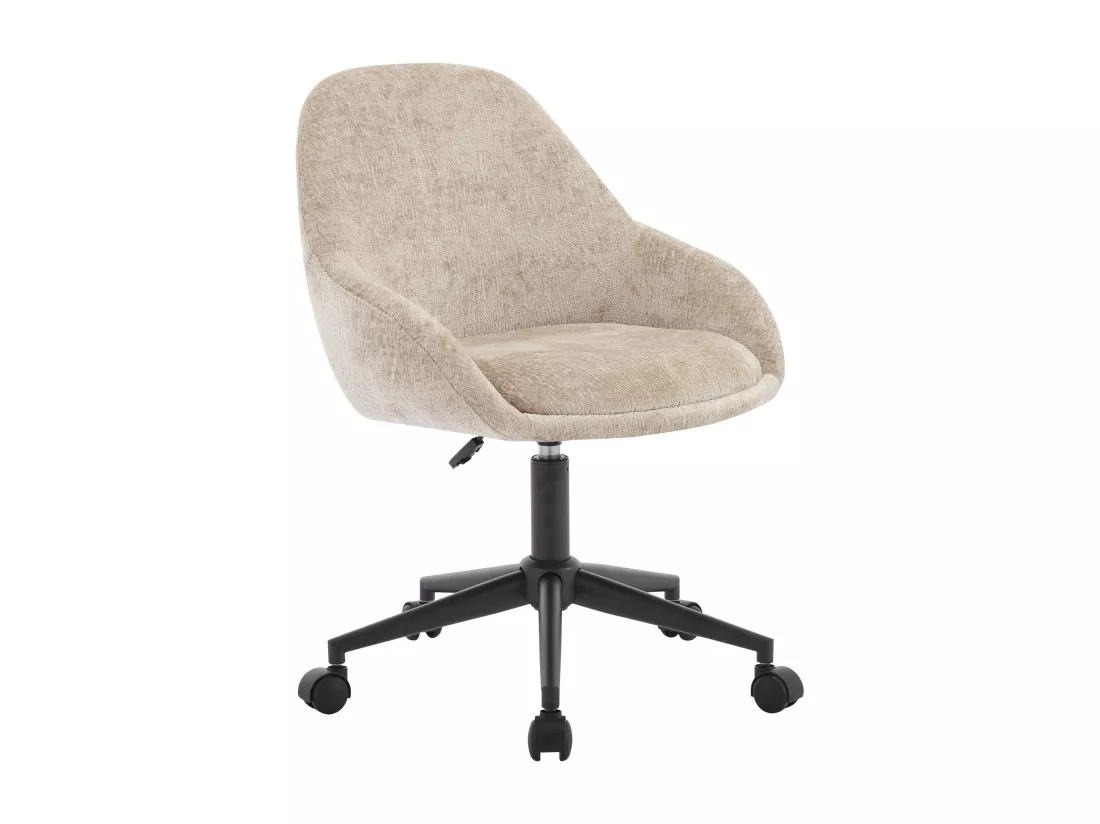 Chaise de bureau - Velours - Beige - Hauteur réglable - NAODY