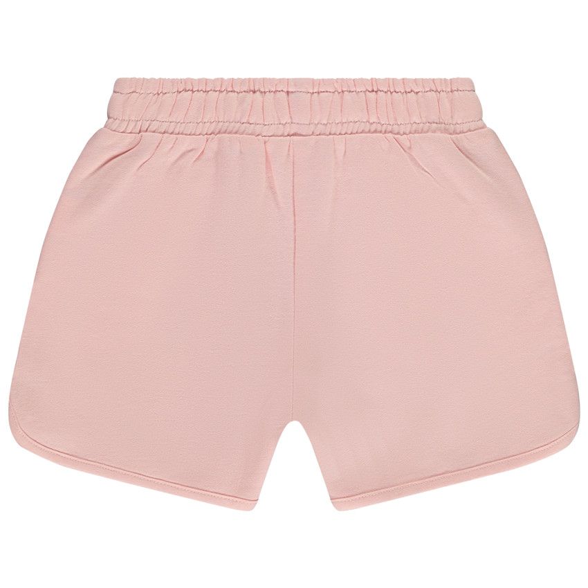 Short en molleton uni à cordon de serrage contrasté pour fille - Rose