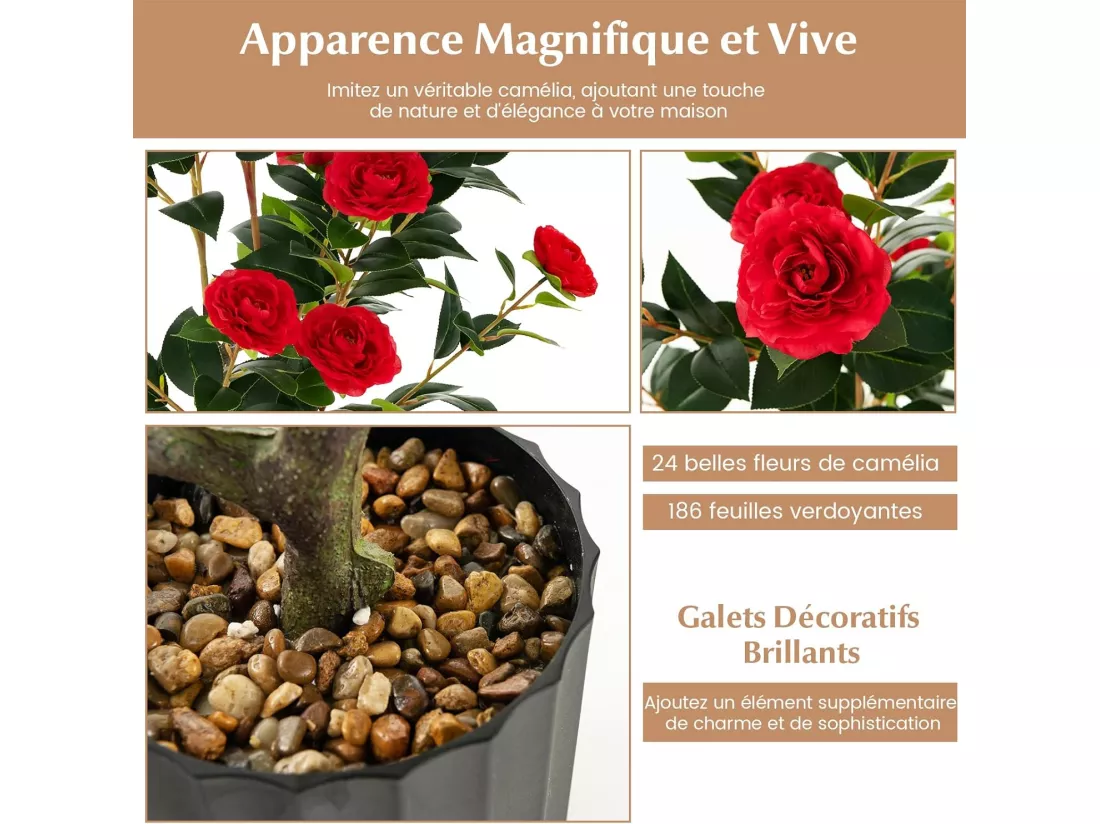 Plante artificielle à fausses fleurs de 95 cm,décoration de magasin bureau maison (rouge)