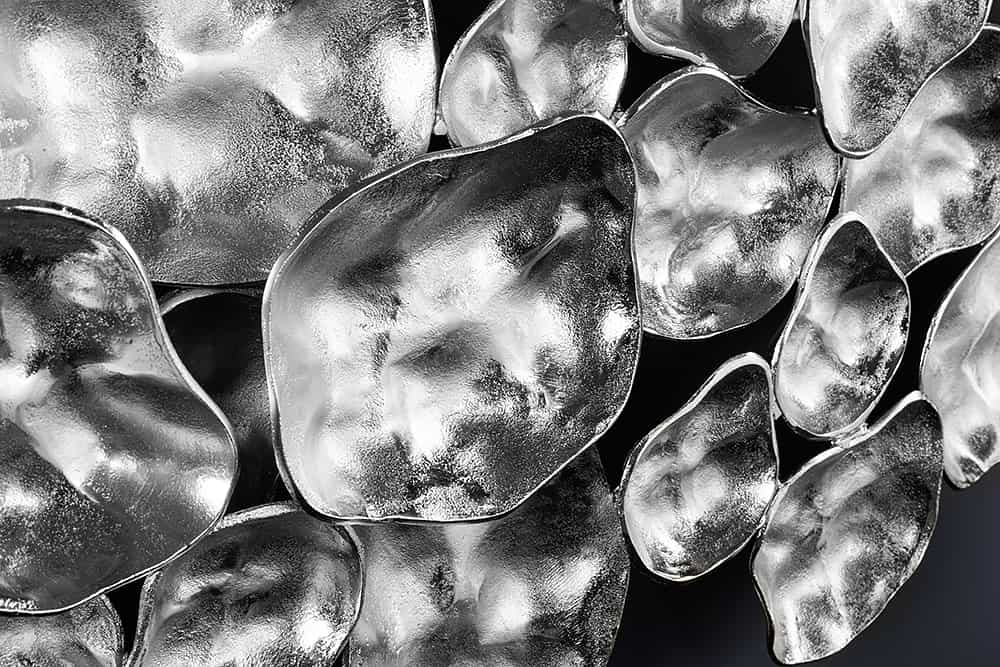 Moderne Wanddekoration VARIATION 105cm silber Metall handmade