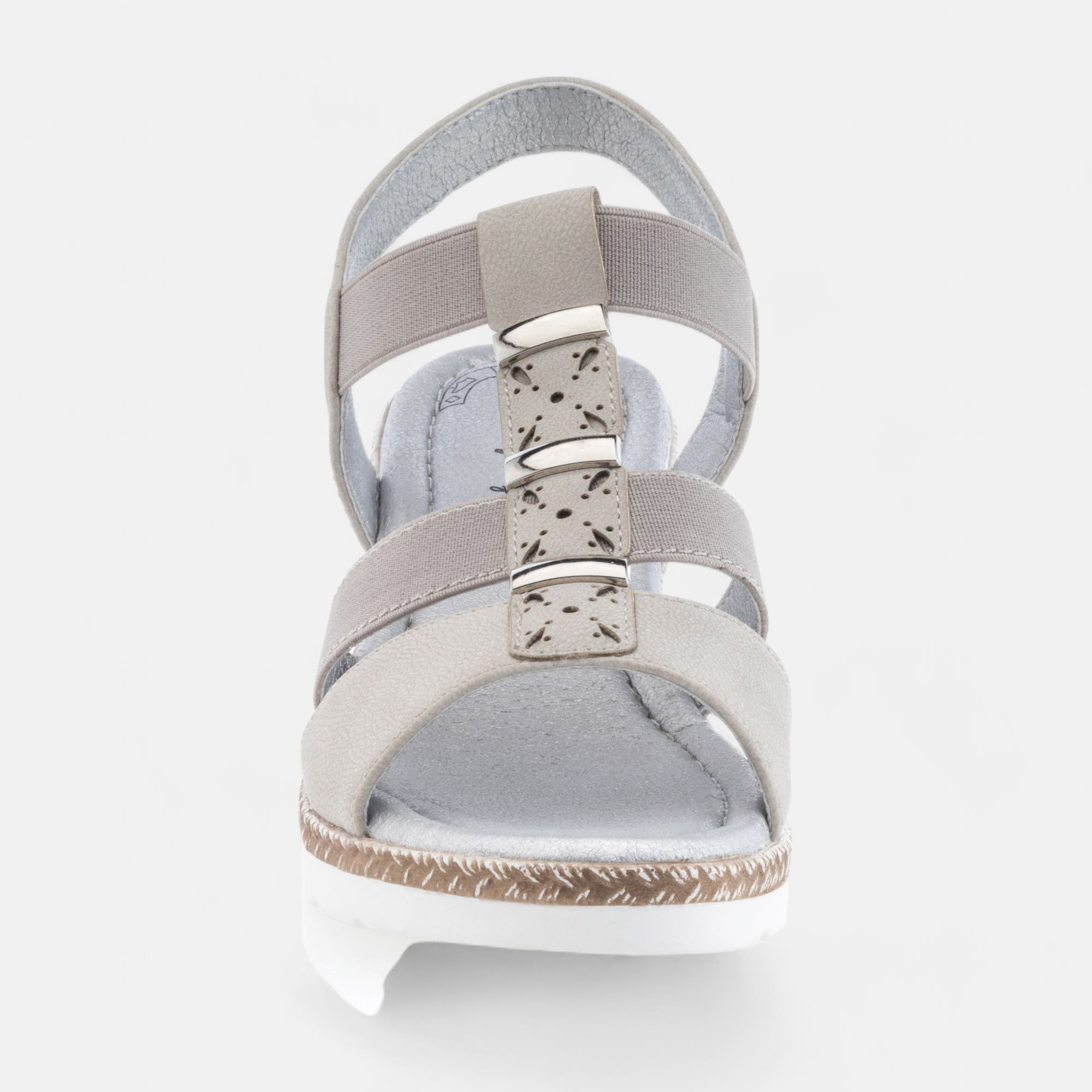 Sandales à talon compensé Femme beige