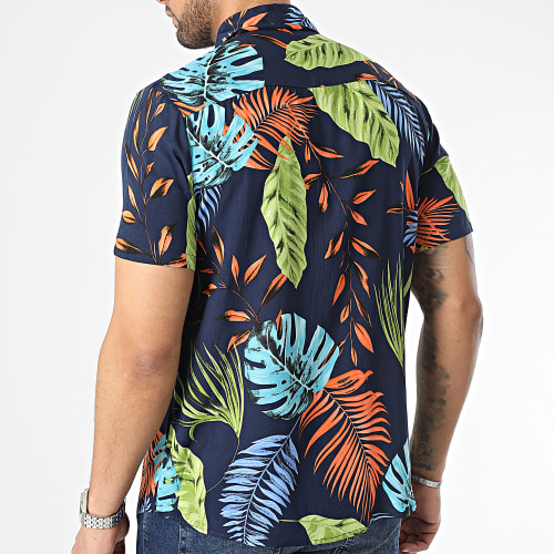 Chemise Manches Courtes Floral Bleu Marine