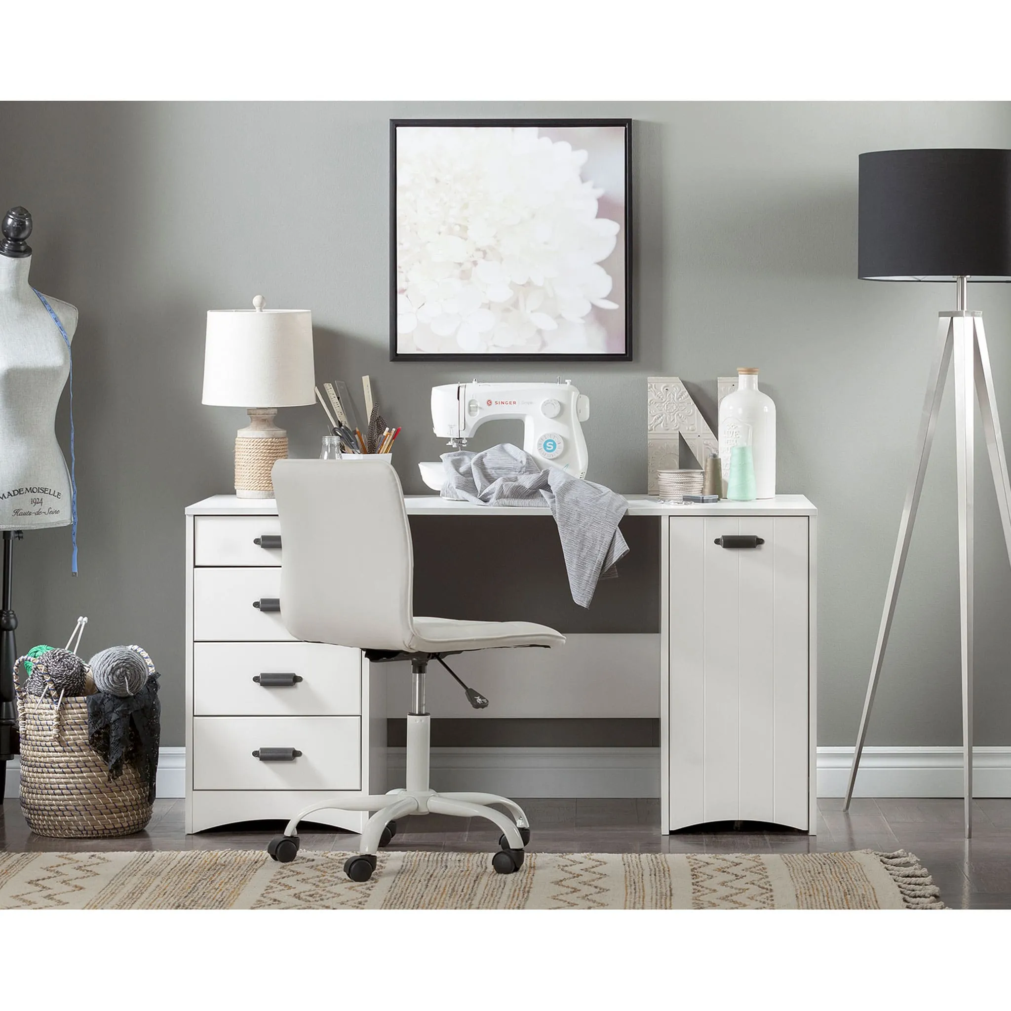 South Shore Table de Couture - Artwork Blanc Solide