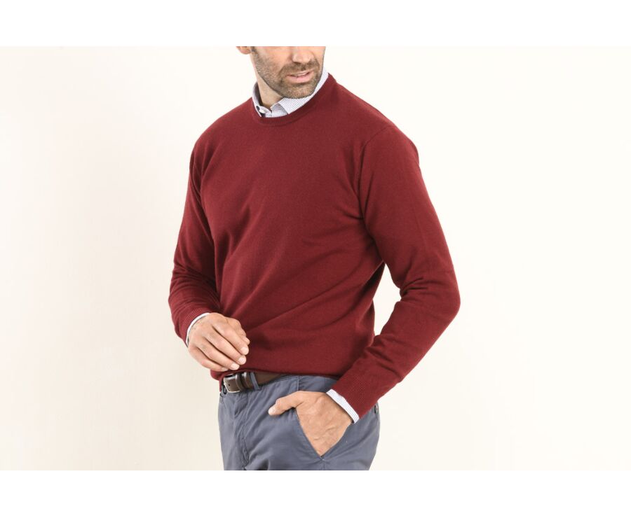 Pull homme laine col rond Rouge Sombre - CONAN